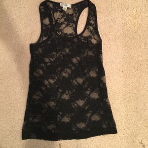 Black Lace Racerback Tank Top
